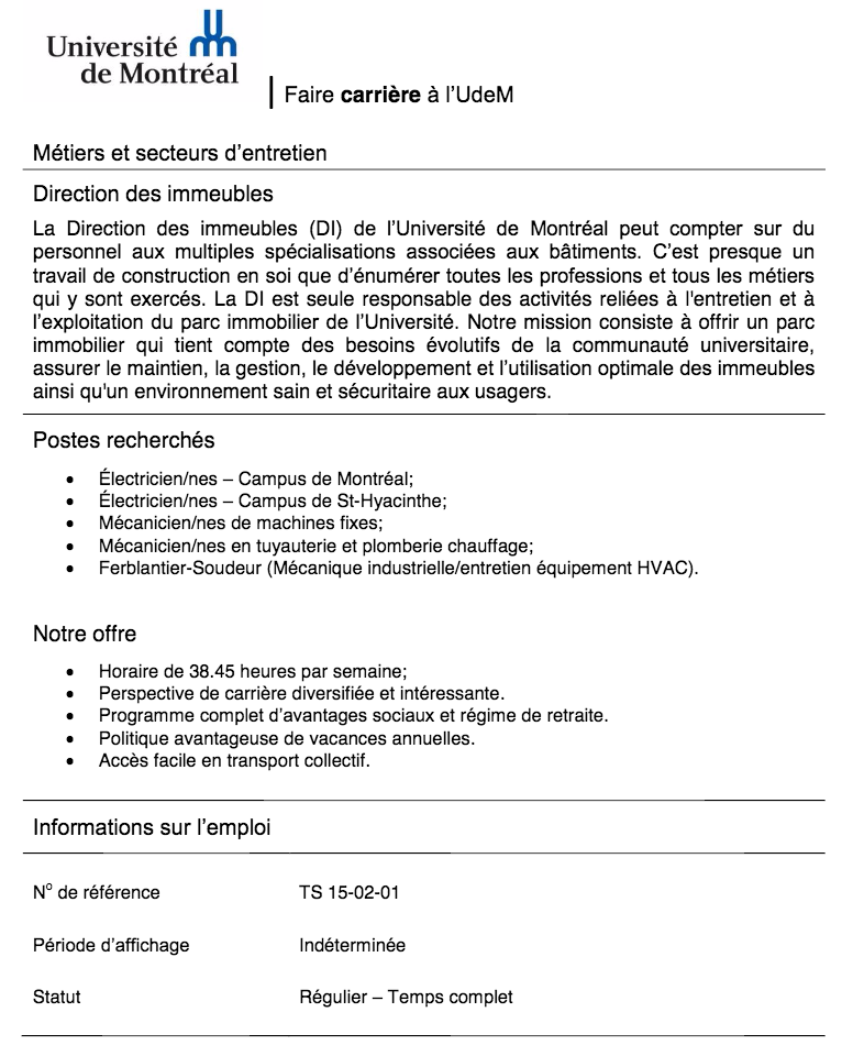exemple cv universite de montreal